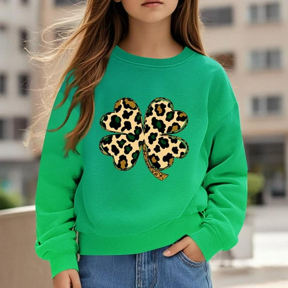 Bnwani Toddler Girl Sweatshirt Crew Neck Long Sleeve Sweatshirt St. Patrick'S Day Graphic Printed Tops Pullover