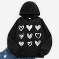 thumbnail image 1 of Bnwani Toddler Shirts Long Sleeve Cotton Black Crew Neck Hooded Loose Casual Heart Printed Tops 7-8 Years, 1 of 3