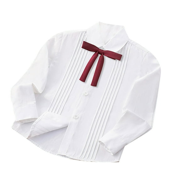 Bnwani Toddler Shirts Long Sleeve Cotton Lapel Casual Solid Lace Tops 7-8 Years