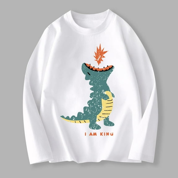 Bnwani Toddler Shirts Long Sleeve Cotton White Crew Neck Thin Printed Tops 4-5t