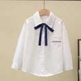 thumbnail image 1 of Bnwani Toddler Shirts Long Sleeve Cotton White Lapel Thin Loose Casual Pocket Tops, 1 of 3