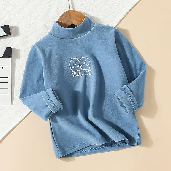 Bnwani Toddler Shirts Long Sleeve Cotton Winter Fall Crew Neck Fleece Warm Letter Tops 4-5t