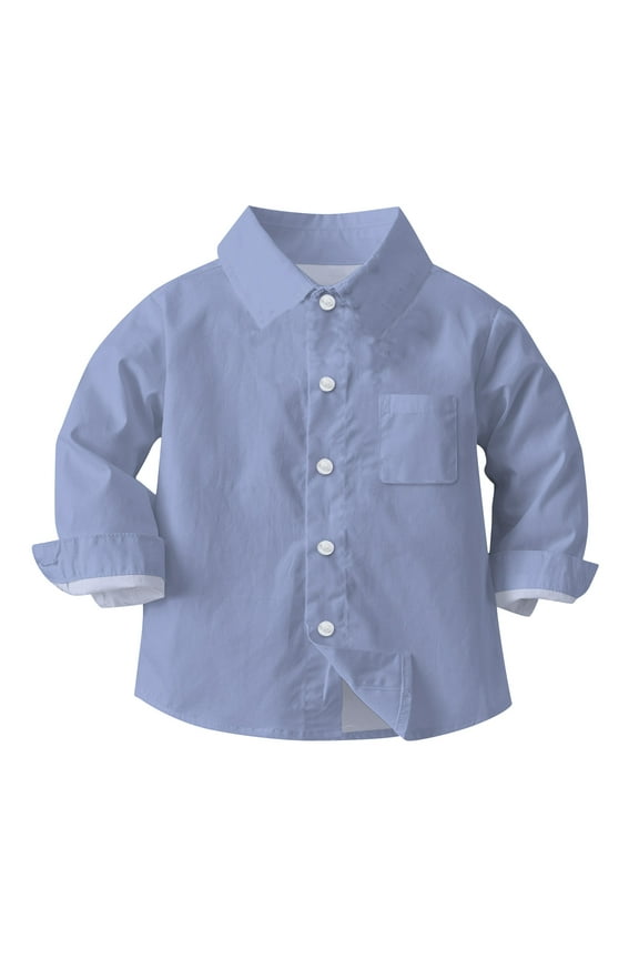 Toddler Shirts Long Sleeve Uniform Casual Fashion Cute Solid Pocket Tops 3-4t