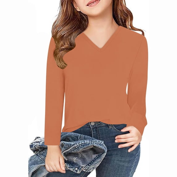 Bnwani Toddler Shirts Long Sleeve V- Neck Casual Cute Tops 3-4t