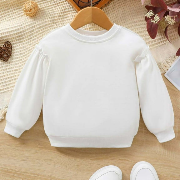 Bnwani Toddler Shirts Long Sleeve White Crew Neck Casual Cute Tops 3-4t