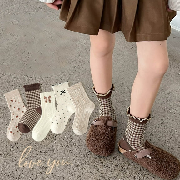 Bnwani Toddler Socks for Boys With Grips Spring Cotton Warm Sports Breathable Printed Socks Brown