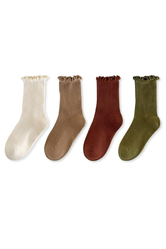 Toddler Socks for Boys With Grips Winter Cotton Crew Stacked Floral Socks Red 12 Months 4 Pack