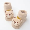 thumbnail image 1 of Bnwani Toddler Socks for Girls Crew Walking Floor Knitted Non-Slip Cute Socks Beige 0-3 Months, 1 of 3