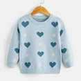 thumbnail image 1 of Bnwani Toddler Sweater Fashion Knitted Cotton Crew Neck Casual Heart Printed Sweater Blue, 1 of 3