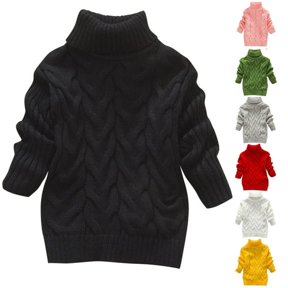 Bnwani Toddler Sweater New Fall Knitted Turtleneck Solid Sweater Black