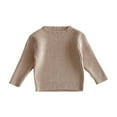 thumbnail image 1 of Bnwani Toddler Sweaters Girls Knitted Crew Neck Long Sleeve Solid Sweater Beige, 1 of 6