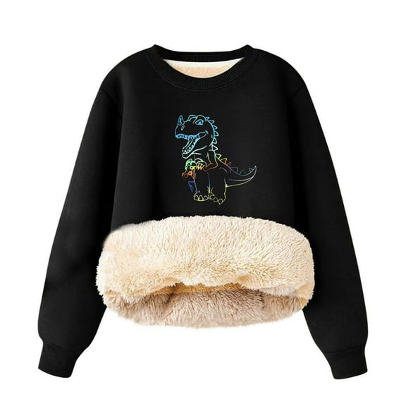 Bnwani Toddler Sweatshirt Boys Long Sleeve Lamb Wool Thick Sweatshirt Printed Pullover