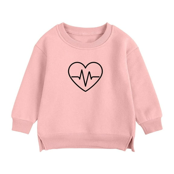 Bnwani Toddler Sweatshirt Crew Neck Long Sleeve Short Sweatshirt Hearts Graphic Printed Tops Pullover