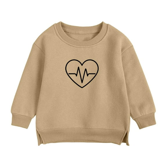Bnwani Toddler Sweatshirt Crew Neck Long Sleeve Short Sweatshirt Hearts Graphic Printed Tops Pullover