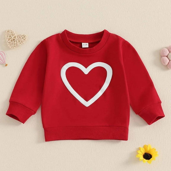 Bnwani Toddler Sweatshirt Girls Cotton Crew Neck Long Sleeve Sweatshirt Hearts Printed Pullover