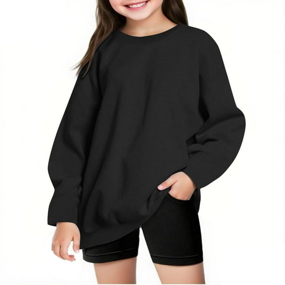 Bnwani Toddler Sweatshirt Long Sleeve Oversized Fleece Sweatshirt Cute Plain Tops Pullover