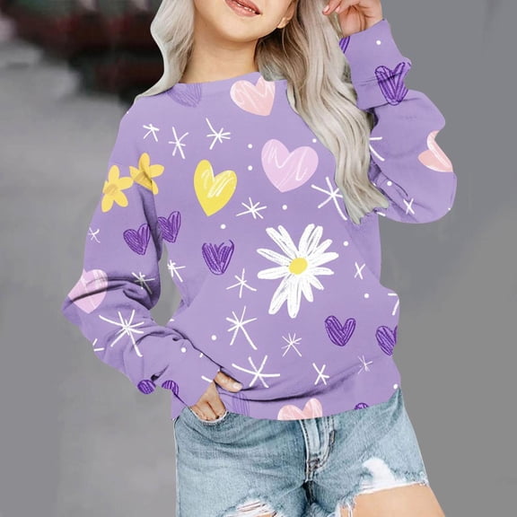 Bnwani Toddler Sweatshirt Long Sleeve Sweatshirt Hearts Printed Pullover