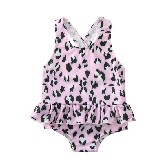 Bnwani Toddler Swimsuit Girl Baby Toddler Ruffles Swimsuit Jumpsuit Child's One-piece Print Swimwear Size 80