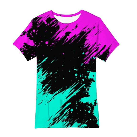 Bnwani Toddler Tops Boys' Children's Print Fashion Summer Color Printed Loose Trendy Short Sleeve Top T-shirt Tee
