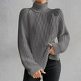 thumbnail image 1 of Bnwani Tunic Turtleneck Sweaters for Women Top Pullover Solid Color Knit Long Sleeve Gray Sweater for Women Size M(US:6), 1 of 7