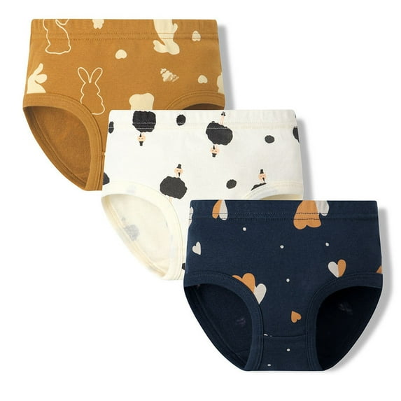 Bnwani Underwear Girls Cotton Comfortable Breathable Cute Printed Panties 3-Pack