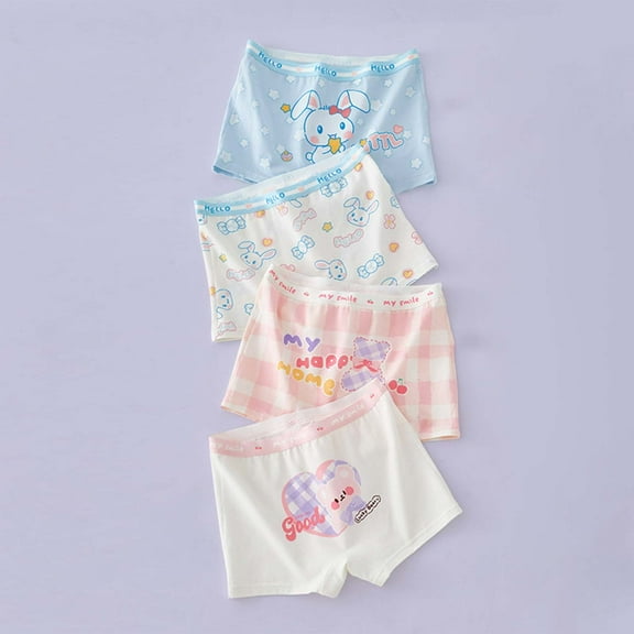 Bnwani Underwear Girls Summer Boxer Briefs Thin Antibacterial Butterfly Printed Panties 4-Pack