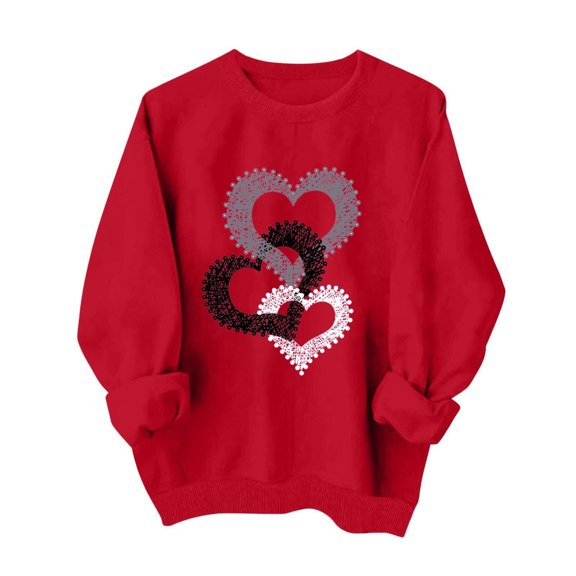 Bnwani Valentines Long Sleeve Toddler Shirts Boys Crew Neck Casual Heart Printed Tops 3-4t
