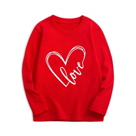 Bnwani Valentines Long Sleeve Toddler Shirts Girls Cotton Fall Crew Neck Casual Fashion Heart Printed Tops 24 Months