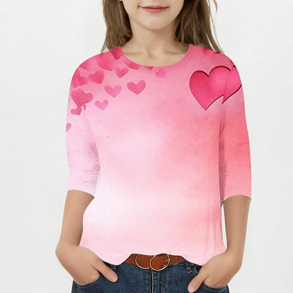 Bnwani Valentines Long Sleeve Toddler T Shirt Crew Neck Casual Fashion Printed Tops