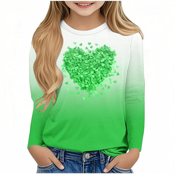 Bnwani Valentines Toddler Shirts Long Sleeve Crew Neck Casual Cute Printed Gradient Tops 4-5t