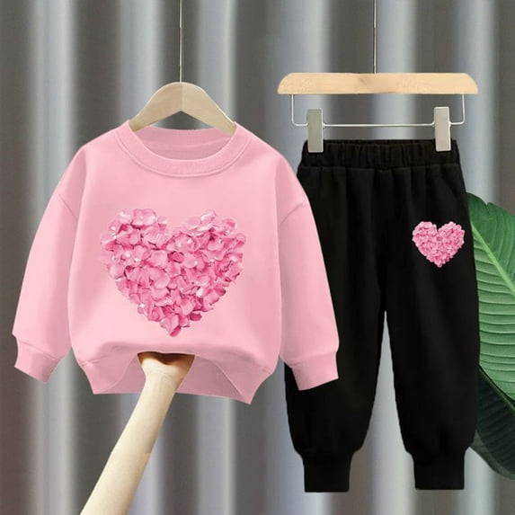 Bnwani Valentines Toddler Shirts Long Sleeve Crew Neck Soft Casual Fashion Cute Solid Heart Printed Tops 3-4t