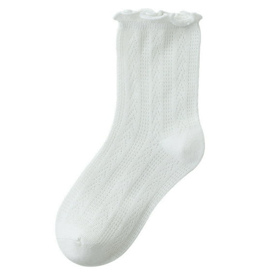 Bnwani White Cotton Socks for Infant Cotton Crew Thin Solid Color Mesh Socks