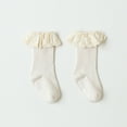 thumbnail image 1 of Bnwani White Cotton Socks for Kids Crew Non-Slip Lace Floral Socks 12 Months, 1 of 3