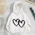 thumbnail image 1 of Bnwani White Girls Hooded Sweatshirts without Zipper Fashion Long Sleeve Cotton Oversized Heart Print Size 8-9 Years, 1 of 3