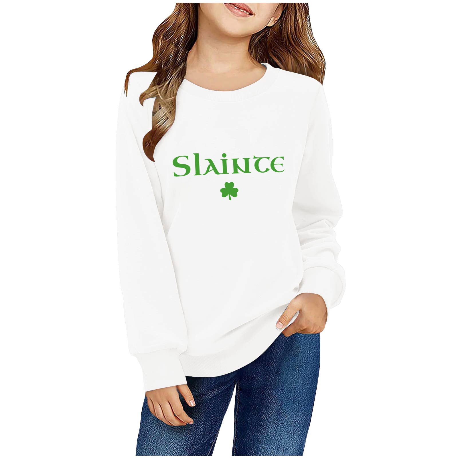 Bnwani White Hoodie Sweatshirt for Girls Crew Neck Long Sleeve Cotton Bnwani White Hoodie Sweatshirt for Girls Crew Neck Long Sleeve Cotton