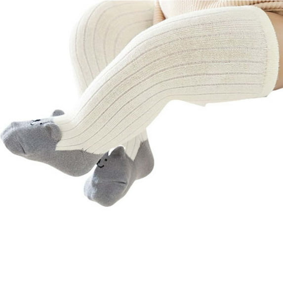 Bnwani White Infant Socks for Boys With Grips Knee High Warm Floor Indoor Cute Socks 0-6 Months
