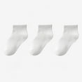 thumbnail image 1 of Bnwani White Kids Socks Girls Winter Cotton Ankle Solid Color Sports Sweat Absorbing Socks 10-12 Years 3 Pack, 1 of 3