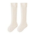 thumbnail image 1 of Bnwani White Kids Socks Girls Winter Cotton Knee High Warm Thick Solid Color Socks 12 Months, 1 of 3
