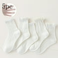 thumbnail image 1 of Bnwani White Kids Socks Toddler Cotton Crew Stacked Thin Socks 6-8 Years 5 Pack, 1 of 3