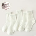 thumbnail image 1 of Bnwani White Socks for Toddler Boys Cotton Crew Stacked Thin Socks 6-8 Years 5 Pack, 1 of 3