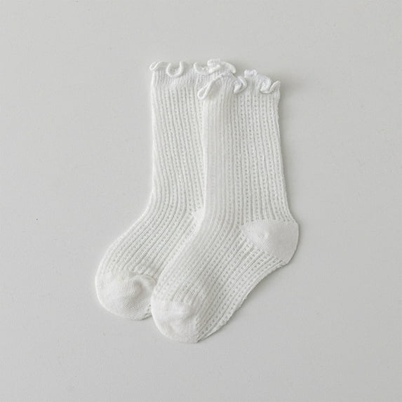 Bnwani White Socks for Toddler Girls Crew Solid Color Socks 0-3 Months