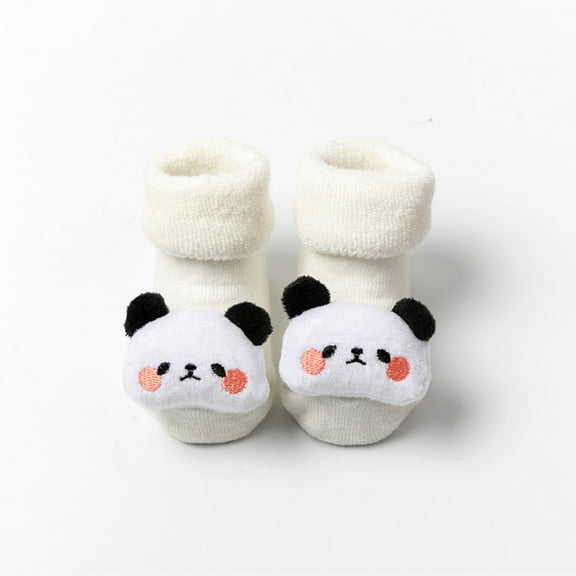Bnwani White Toddler Socks for Boys Crew Walking Floor Knitted Non-Slip Cute Socks 12 Months