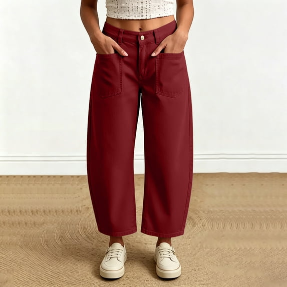 Bnwani Woman Pants, Fashion With Pockets Causal Pants Solid Wide Leg