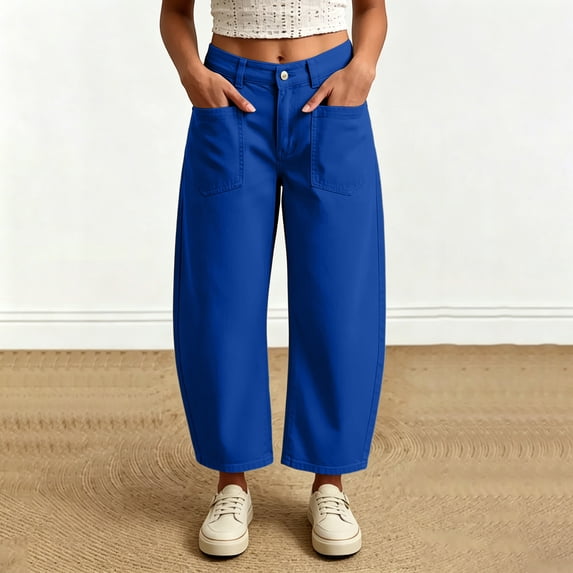 Bnwani Woman Pants, Solid Fashion With Pockets Causal Pants Wide Leg