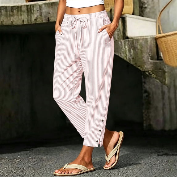 Bnwani Woman Pants, Wide Leg Elastic Waist Drawstring Fashion Causal Pants