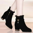 thumbnail image 1 of Bnwani Women Boots Ankle Fall Winter Fashion Pointed Toe Zipper Chunky High 0 Boot Black Size 4.5, 1 of 8