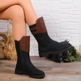 thumbnail image 1 of Bnwani Women Boots Ankle Retro Fashion Toe Zipper Flat Mid-Calf Elastic Retro Boot Black Size 6, 1 of 8