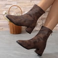 thumbnail image 1 of Bnwani Women Boots Ankle Toe Mid-Heel Chunky High Mid-Calf Solid Boot Brown Size 9.5, 1 of 5