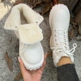 thumbnail image 1 of Bnwani Women Boots Ankle Winter Fashion Toe Zipper Mid-Heel Chunky Fleece Casual Solid Boot White Size 6, 1 of 9