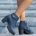 thumbnail image 1 of Bnwani Women Boots Ankle Winter Toe Mid-Heel Chunky 0 Boot Blue Size 4.5, 1 of 7